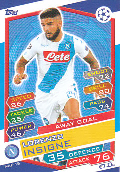 Lorenzo Insigne SSC Napoli 2016/17 Topps Match Attax CL Away Goal #NAP15